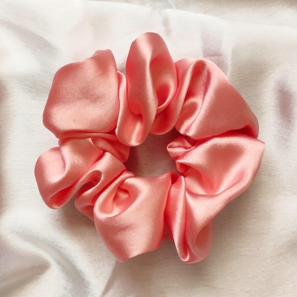 Pink Peach Satin Scrunchie