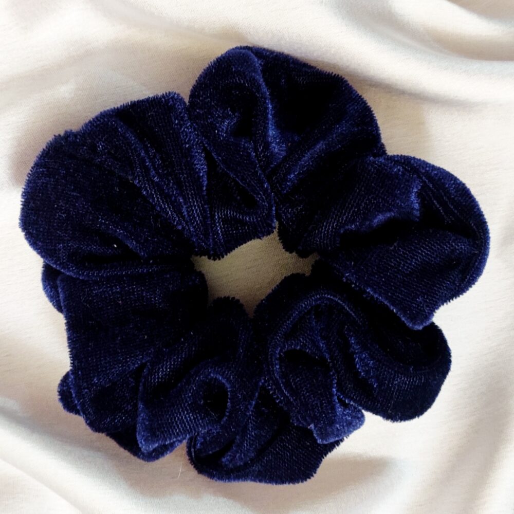 Navy Blue Velvet Scrunchie