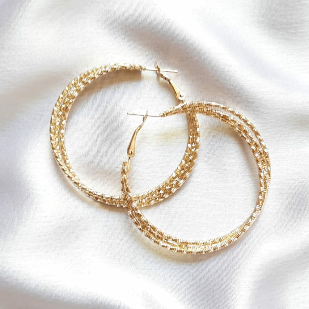 Golden 3-Ring Hoop Earings