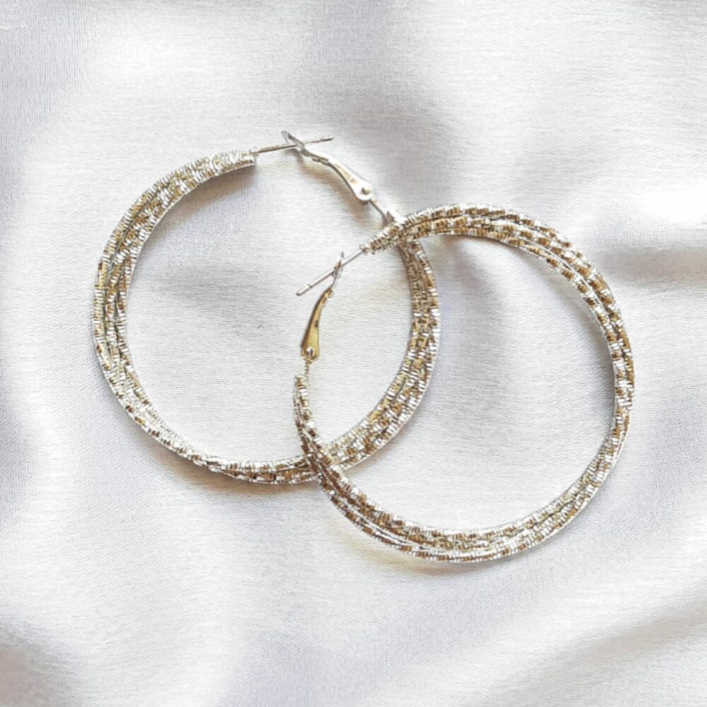 Silver 3-Ring Hoop Earings