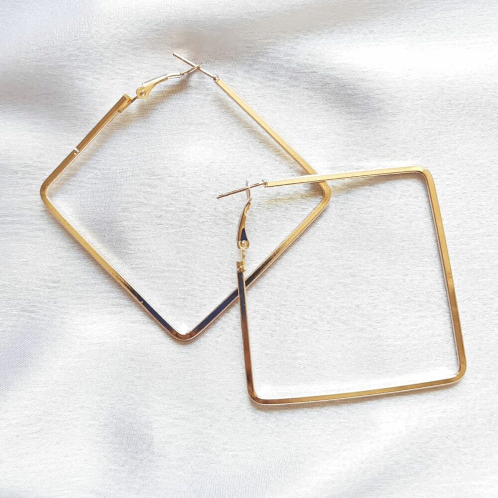 Golden Square Hoop Earings