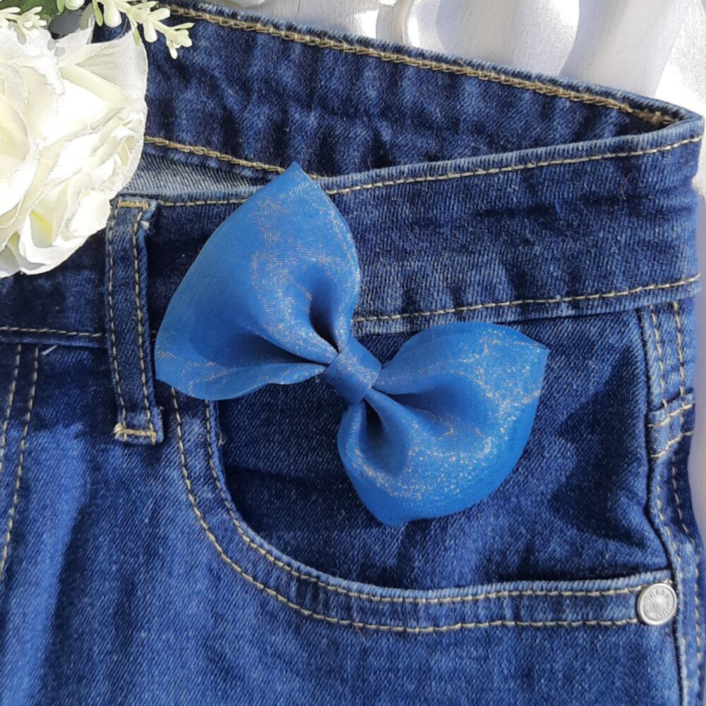 Ink Blue Organza Bow Clip