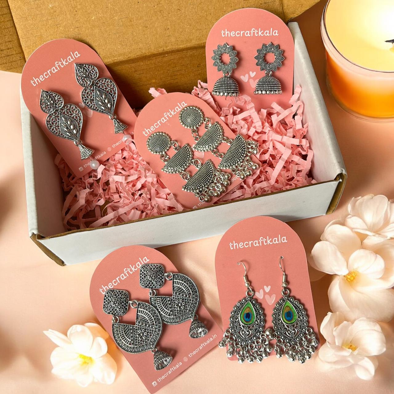 set-of-5-desi-oxidized-earrings-combo-2-2 Set of 5 Desi Oxidized Earrings (Combo-2) - Image 1